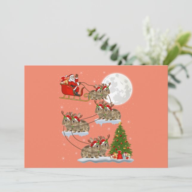 Convite Árvore de Natal engraçada com iluminação Santa mon (Em pé/Frente)