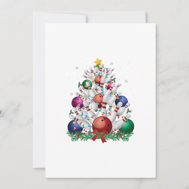 Convite árvore de natal engraçada de boliche luz do natal  (Frente)