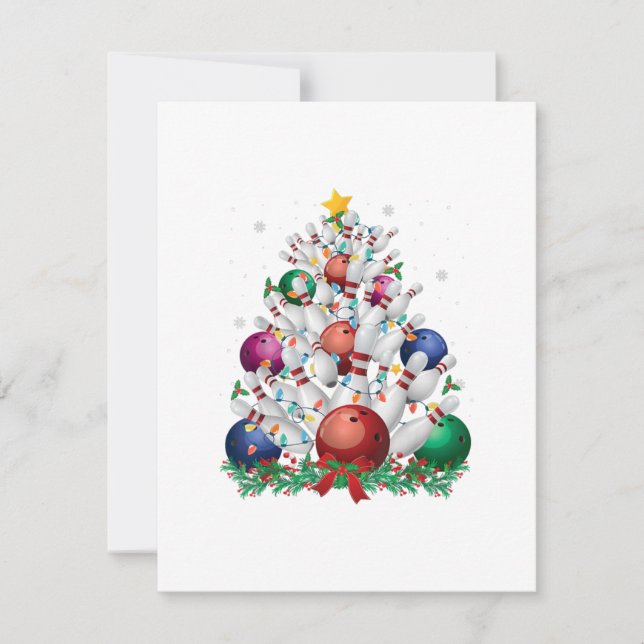 Convite árvore de natal engraçada de boliche luz natal amo (Frente)