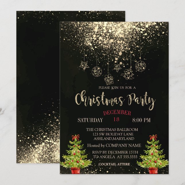 Convite Árvore de Natal, Festa da Companhia de Natal Balls (Frente/Verso)