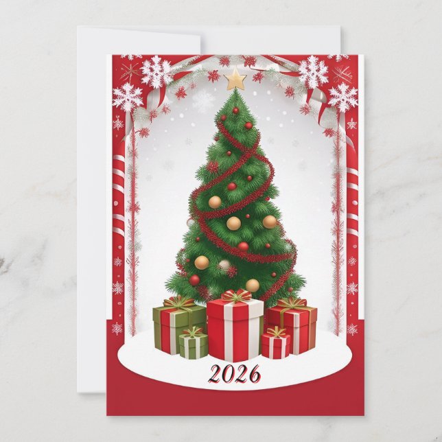 Convite Árvore de Natal Festiva Com Enfeites (Frente)