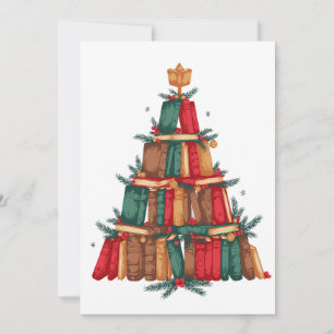 Convite Árvore de Natal Livro Pinheiro Frutas Leitura