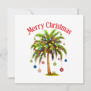 Convite Árvore de Natal Luz Palmeira Tropical Havaiana Nat