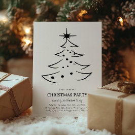Convite Árvore de Natal Minimalista Preta e Branca Festa