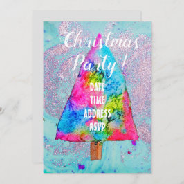 Convite Árvore de Natal moderna - cores brilhantes