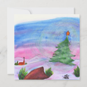 Convite Árvore de Natal na paisagem de inverno na igreja n