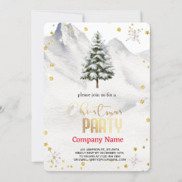 Convite Árvore de Natal, Ouros e Flocos de Neve
