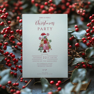 Convite Árvore de Natal Patchwork Preppy