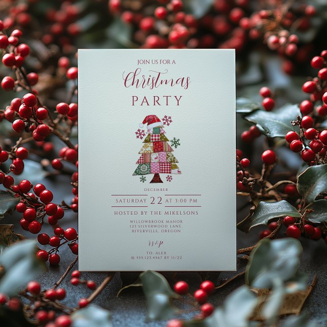 Convite Árvore de Natal Patchwork Preppy (Criador carregado)