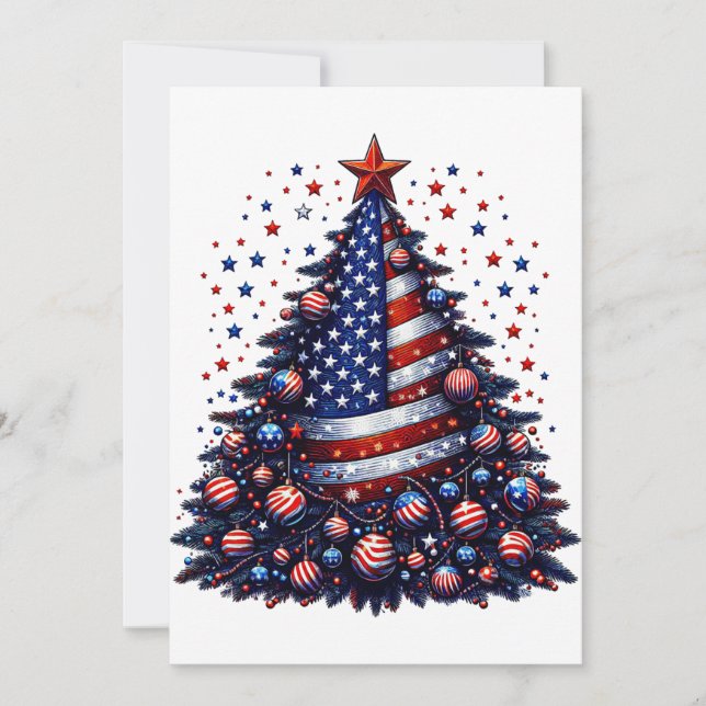 Convite Árvore de Natal Patriótica americana (Frente)