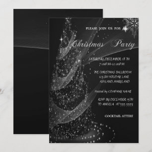 Convite Árvore de Natal Prateada, Festa de Natal Corporati