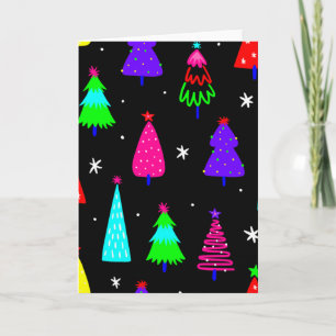 Convite árvore de natal preta arte pop colorida