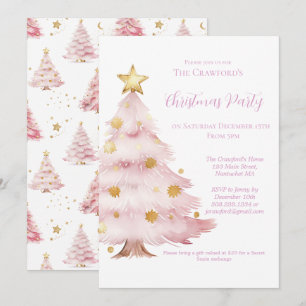 Convite Árvore de Natal Rosa
