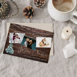 Convite Árvore de Natal russa 3 Fotografias e Luzes, Cartã<br><div class="desc">Mande uma linda e alegre árvore de Natal 3 Foto e Luzes,  Cartaz de Natal Feliz,  completo com suas fotos,  para os feriados. Veja nossa coleção de cartões de Natal para cartas com uma fonte diferente. Ajustado três fotos.</div>