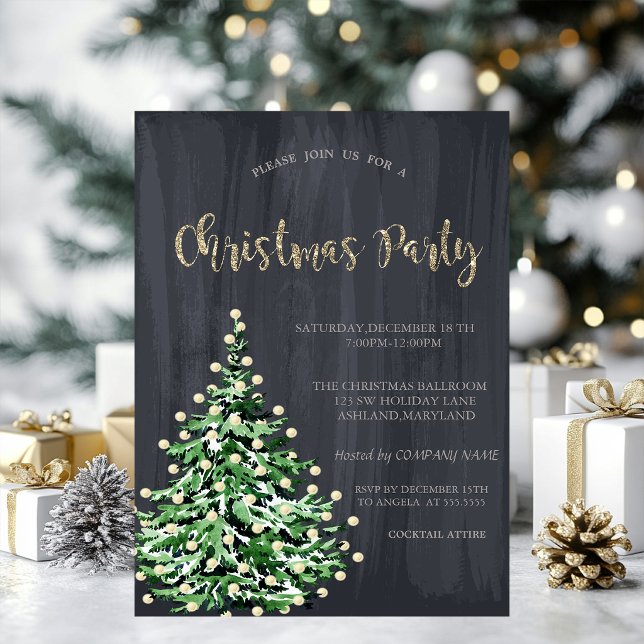 Convite Árvore de Natal Simples de Pinheiro, Natal Dourado (Criador carregado)