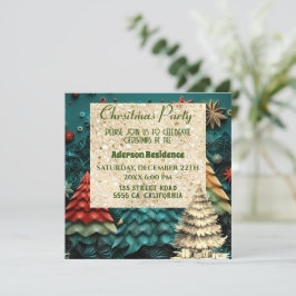 Convite Árvore de Natal Verde 3d| Festa de Natal Ouro