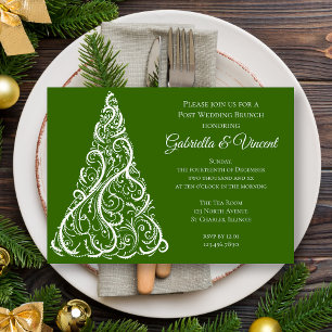 Convite Árvore de Natal Verde Brunch de Inverno Pós-Casame