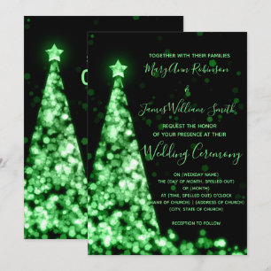Convite Árvore de Natal Verde Elegante Casamento Férias