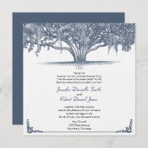 Árvore de Oak Mossy em Casamento Azul