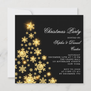 Convite Árvore de ouro de Natal elegante