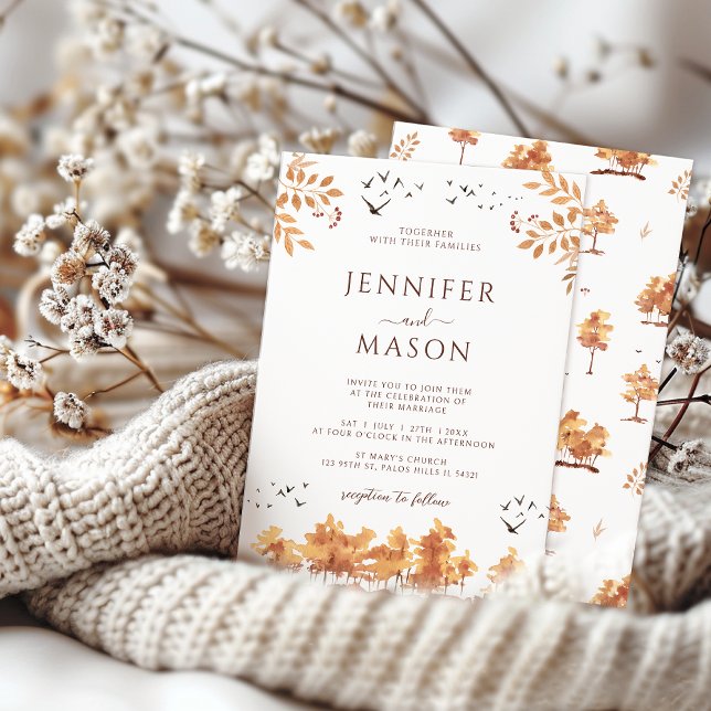 Convite Árvore de Paisagem de outono Castanho Deixa Casame (Criador carregado)