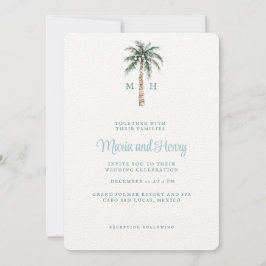 Convite Árvore de Palma de Natal | Monograma de Casamento