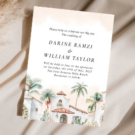 Convite Árvore de Palma Mexicana Destino Espanhol Rosa Esb