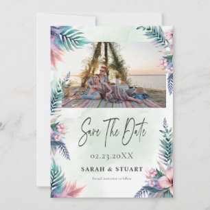 Convite Árvore de palma tropical Código QR de foto Salvar