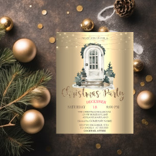 Convite Árvore de Pinheiro Aquarela, Festa de Natal na Por