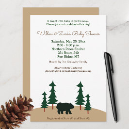 Convite Árvore de pinheiro do Urso Chá de fraldas Russo