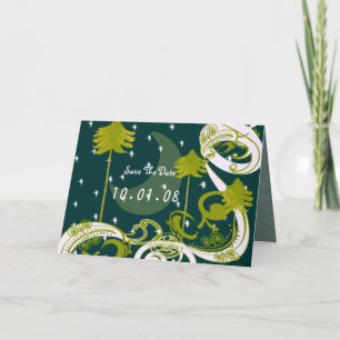 Convite Árvore de pinos verde e azul lacrimogêneo Salve a