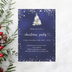 Convite Árvore de prata azul do Partido Natal