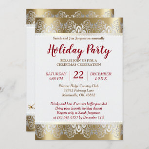 Convite Árvore de prata e Dourado do feriado do Natal