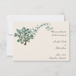 Convite Árvore do Coração Verde no Marfim Salve a Data