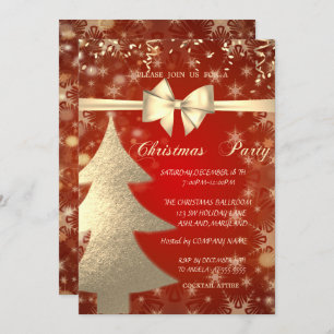 Convite Árvore Dourada Natal,Vermelho,Convite de festas Co