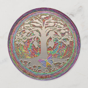 Convite Árvore Dourado com Butterly