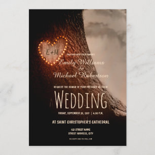 Convite Árvore entalada de coração russa e Casamento vinta