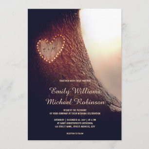 Convite Árvore entalada de coração russa e Casamento vinta