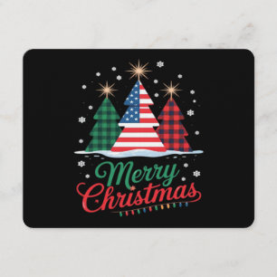 Convite Árvore Feliz de Natal Bandeira dos EUA Papai Noel 