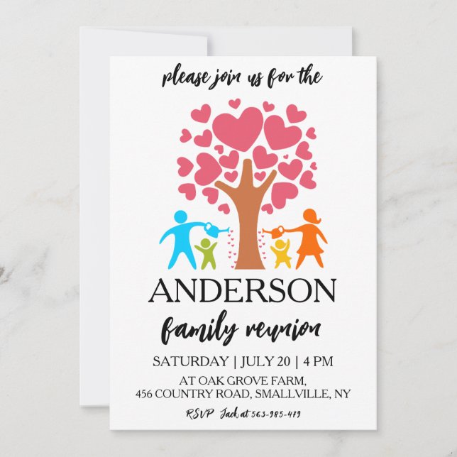 Convite árvore genealógica junta reunião familiar (Frente)