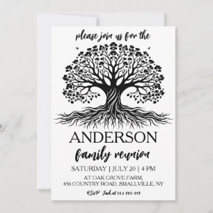 Convite árvore genealógica junta reunião familiar