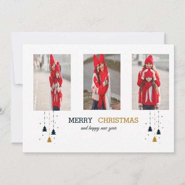 Convite Árvore Natal e Estrelas | Feriado moderno (Frente)