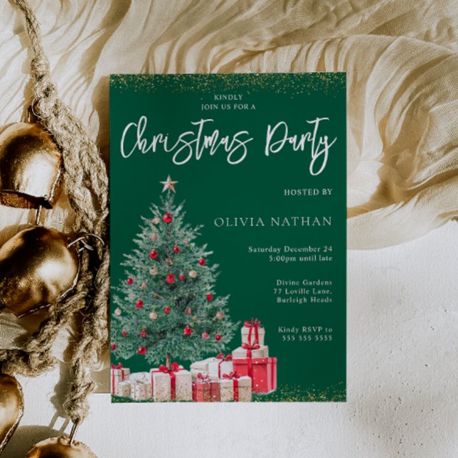 Convite Árvore Natal Festiva e Festas de Natal Verde (Criador carregado)