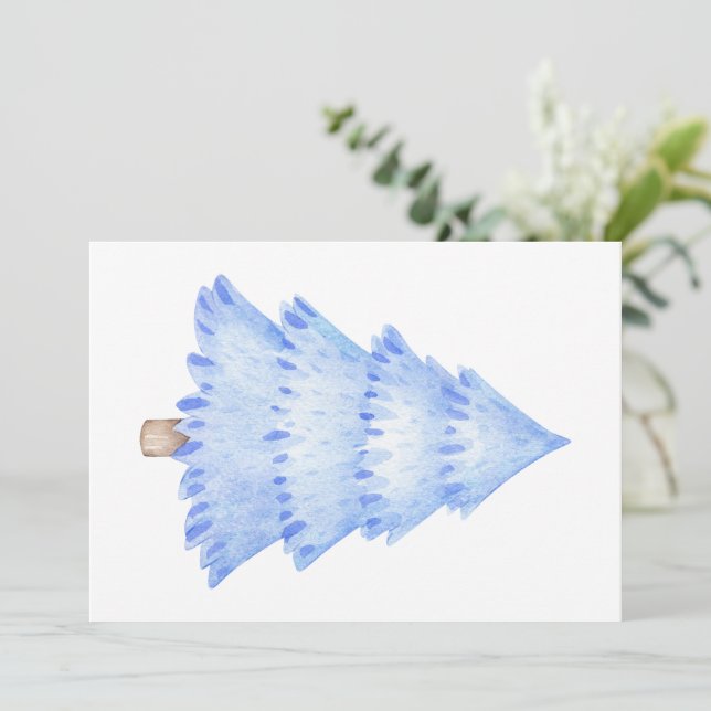 Convite Árvore natalina azul de inverno (Em pé/Frente)