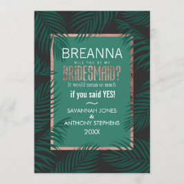 Convite Árvore Palm Verde Deixa Cabeças Rosa Douradas Negr