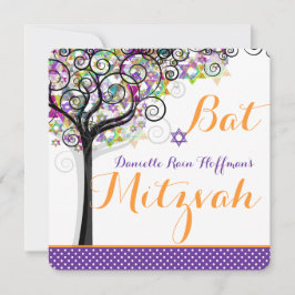Convite Árvore PixDezines da vida Bat Mitzvah/fundo diy
