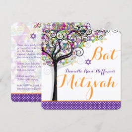 Convite Árvore PixDezines da vida Bat Mitzvah/fundo diy
