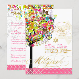 Convite Árvore PixDezines de flores/primavera/Mitzvah