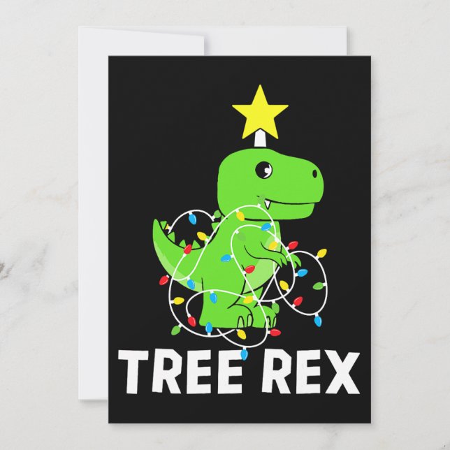 Convite Árvore Rex Natal Dinossauro Árvore Funny T Rex Din (Frente)