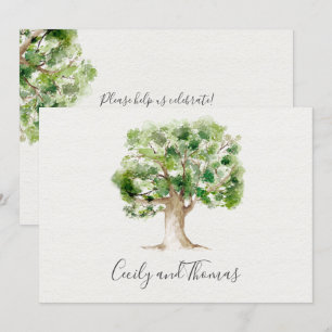 Convite Árvore Rústica De Carvalho De Aquarela